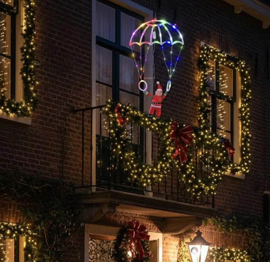 PAPÁ NOEL EN PARACAIDAS DE LUCES LED
