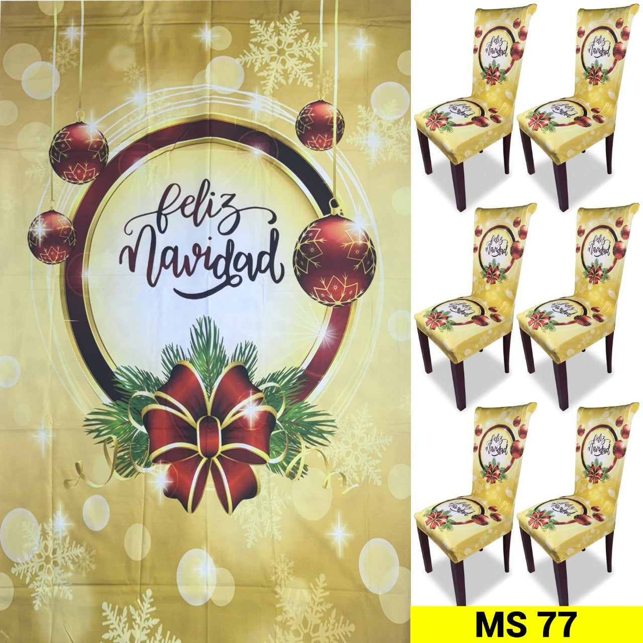 SET MANTEL 6 FUNDAS SILLAS NAVIDAD