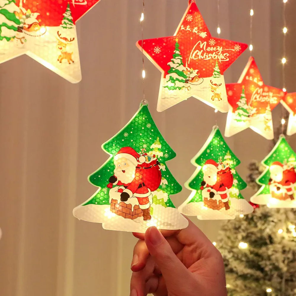 CORTINA NAVIDEÑA CON PAPÁ NOEL