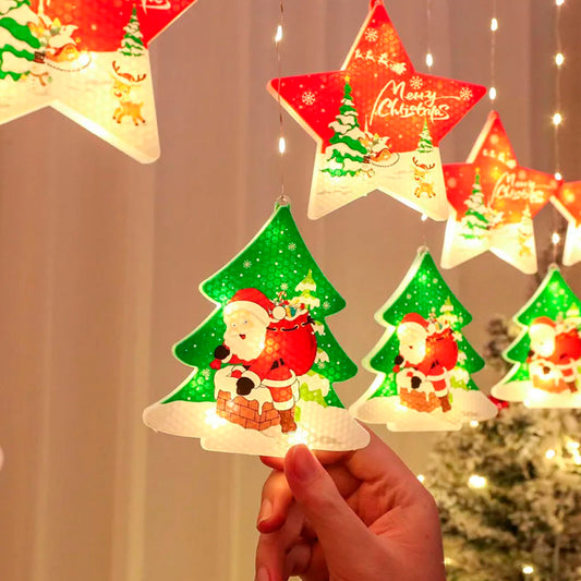 CORTINA NAVIDEÑA CON PAPÁ NOEL