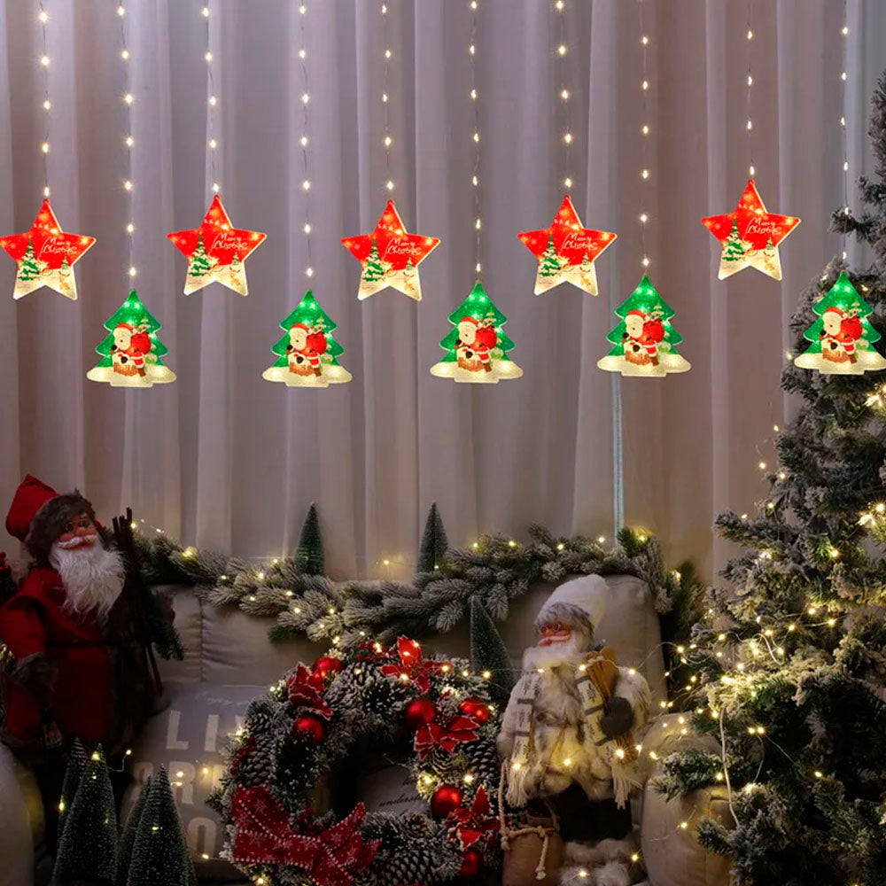 CORTINA NAVIDEÑA CON PAPÁ NOEL