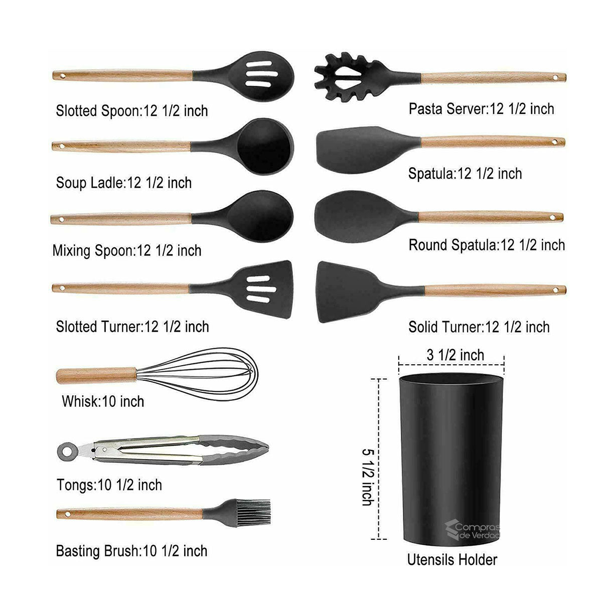 SET DE 12 UTENSILIOS DE COCINA SILICONA