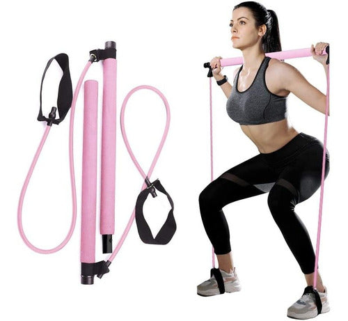 COMBO BARRA PILATES RODILLO MASAJEADOR