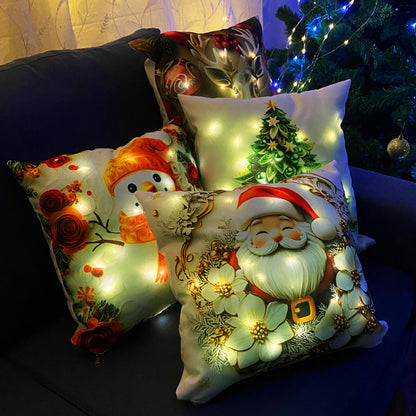 FUNDAS DE COJÍN NAVIDEÑAS CON LUCES LED
