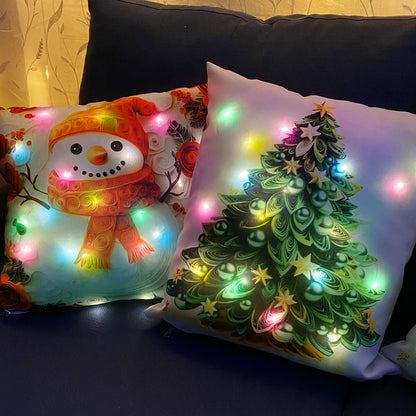 FUNDAS DE COJÍN NAVIDEÑAS CON LUCES LED