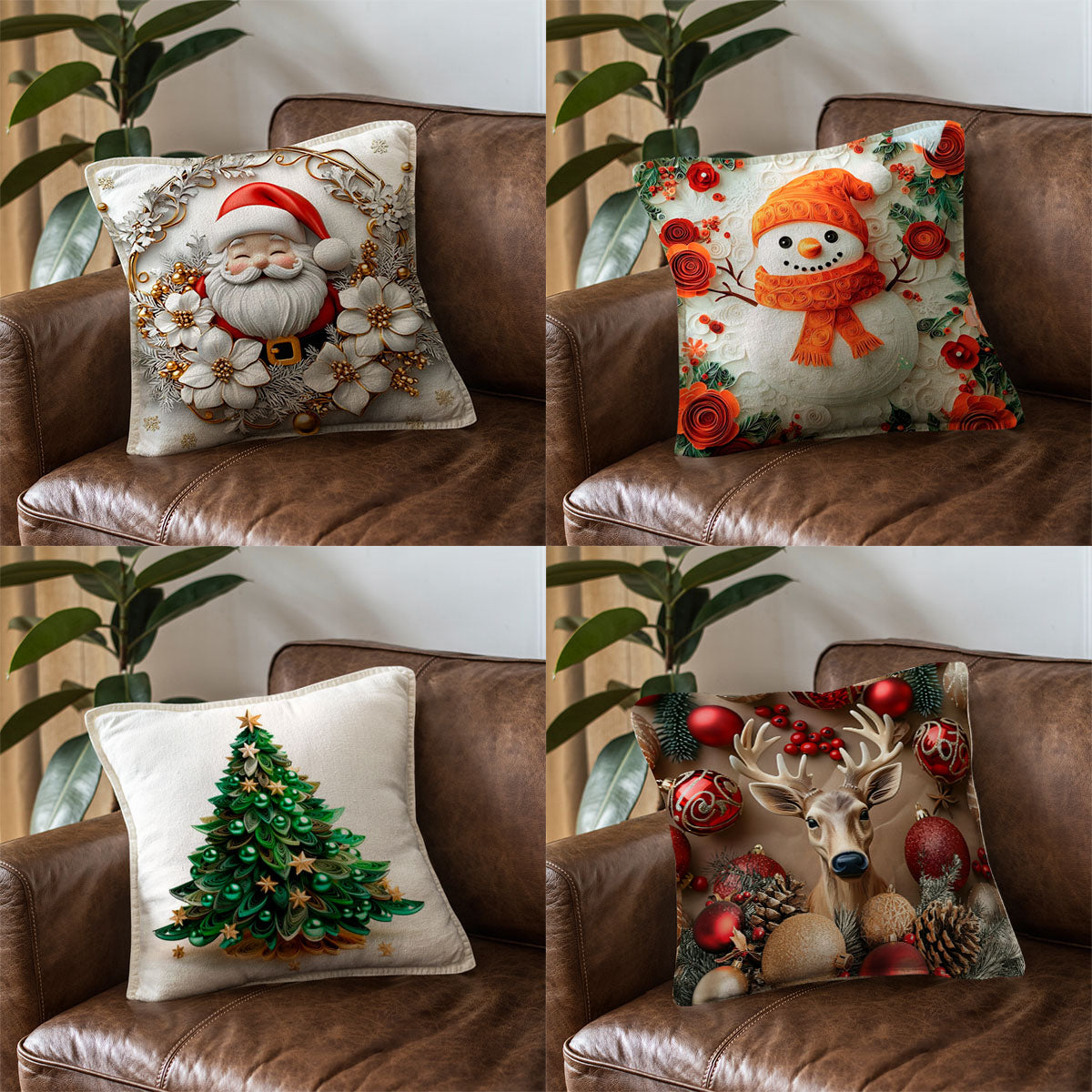 FUNDAS DE COJÍN NAVIDEÑAS CON LUCES LED