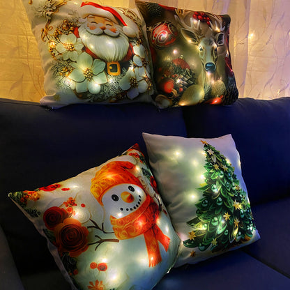 FUNDAS DE COJÍN NAVIDEÑAS CON LUCES LED
