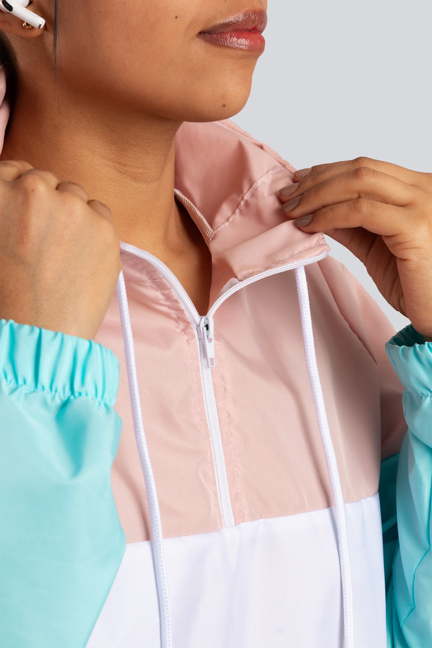 CHAQUETA ROMPEVIENTOS MUJER ROSA - VERDE