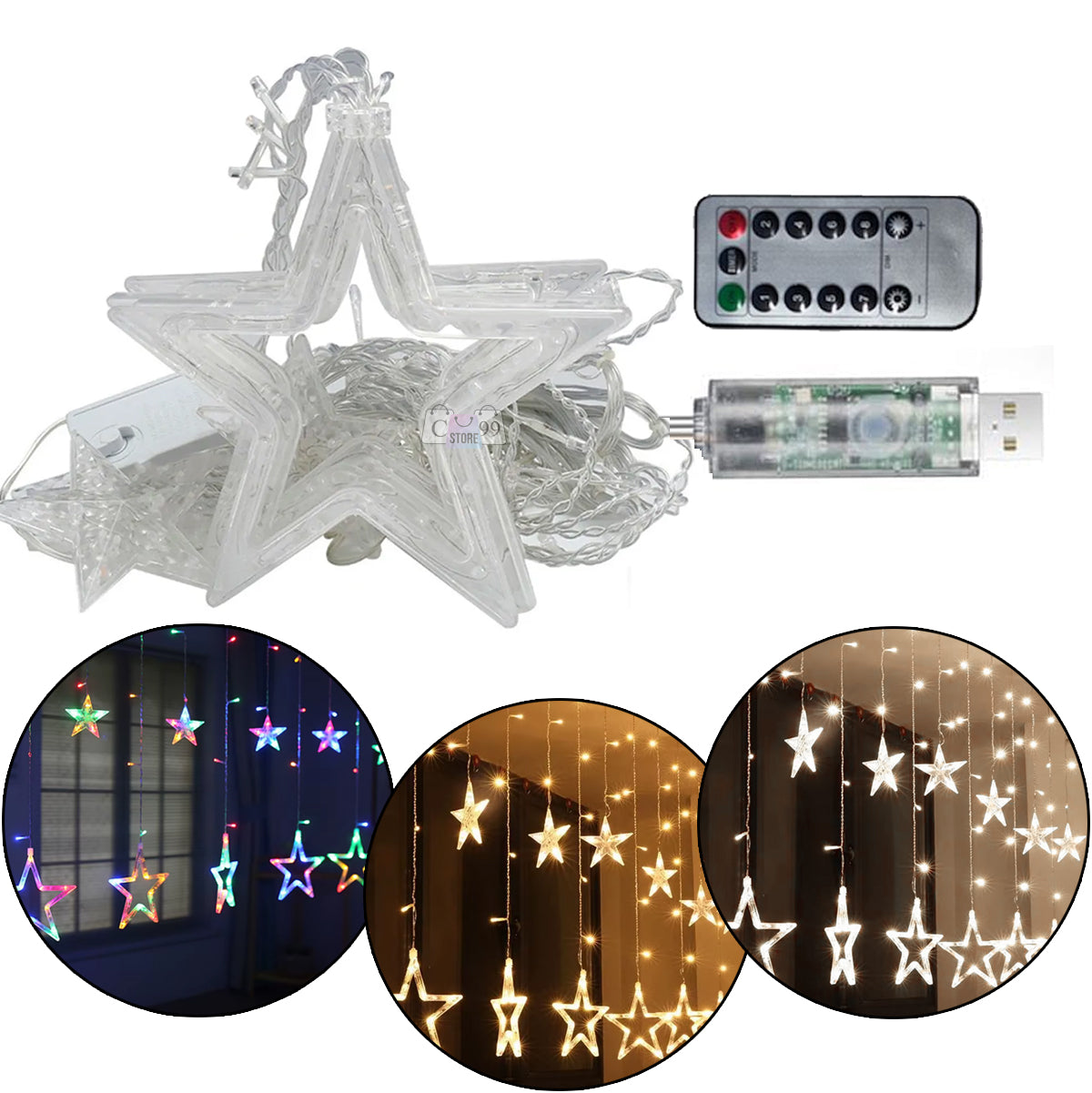 Cortina Luces Led Punta De Estrella