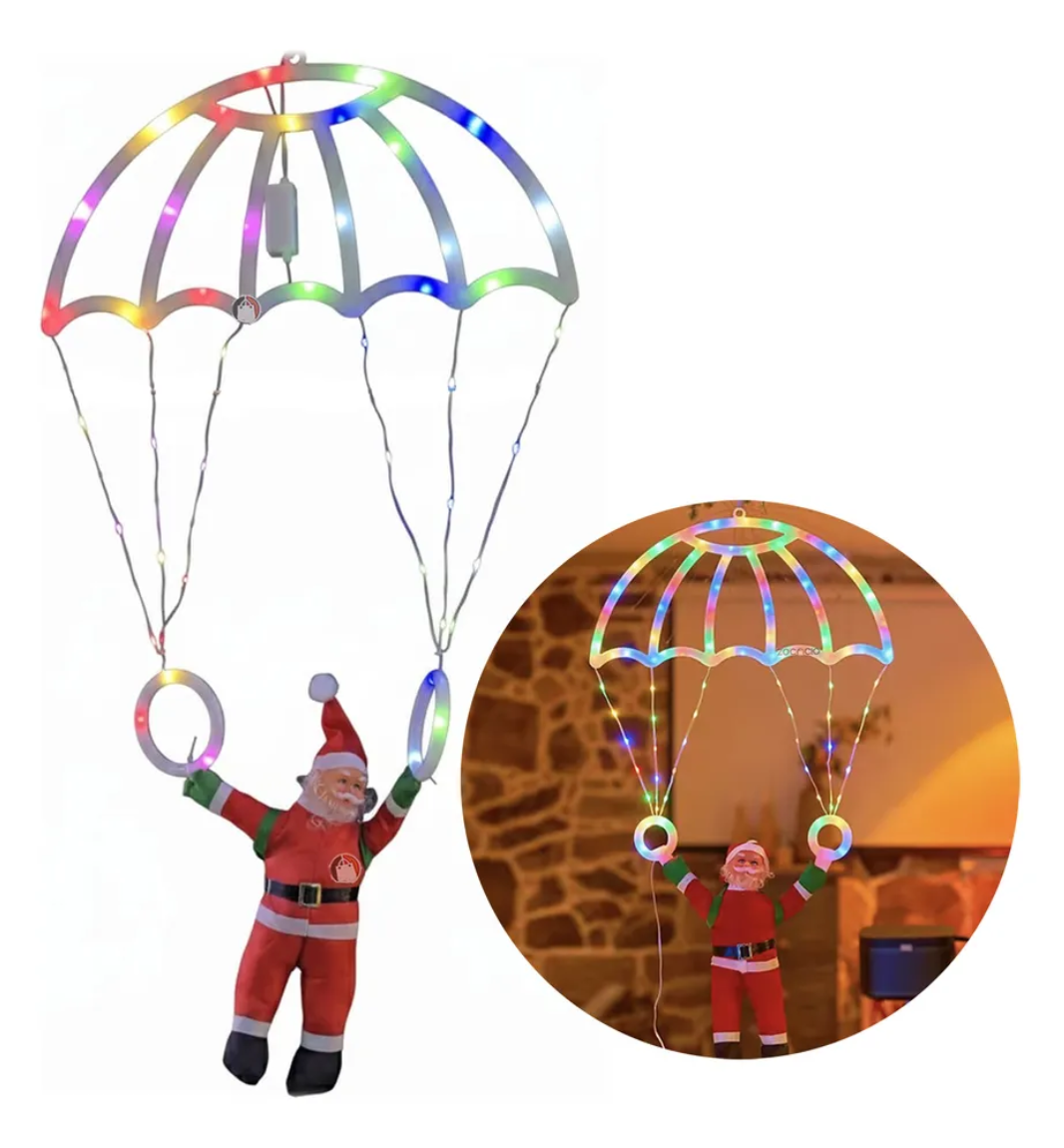 PAPÁ NOEL EN PARACAIDAS DE LUCES LED