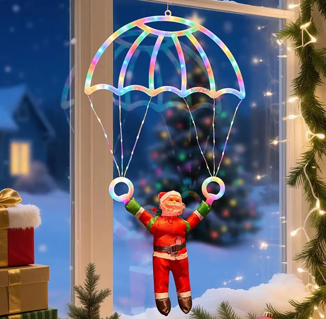 PAPÁ NOEL EN PARACAIDAS DE LUCES LED