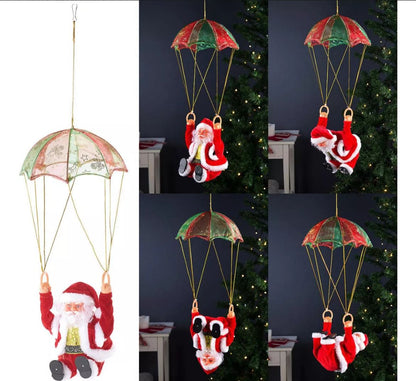 MUÑECO MUSICAL DE PAPÁ NOEL CON PARACAÍDAS