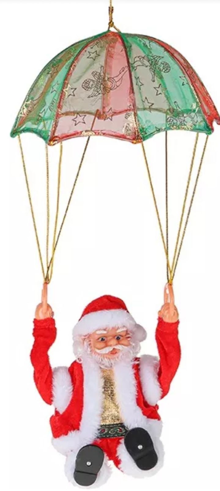 MUÑECO MUSICAL DE PAPÁ NOEL CON PARACAÍDAS