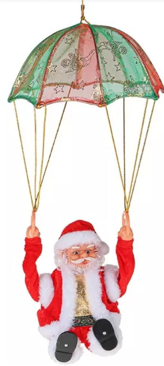 MUÑECO MUSICAL DE PAPÁ NOEL CON PARACAÍDAS