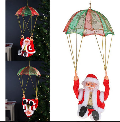 MUÑECO MUSICAL DE PAPÁ NOEL CON PARACAÍDAS