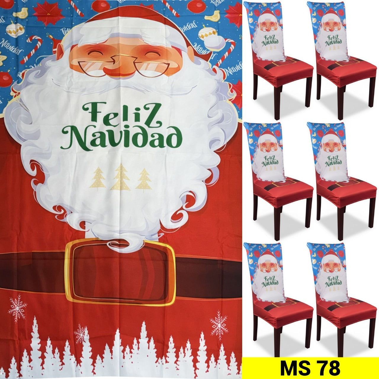 SET MANTEL 6 FUNDAS SILLAS NAVIDAD