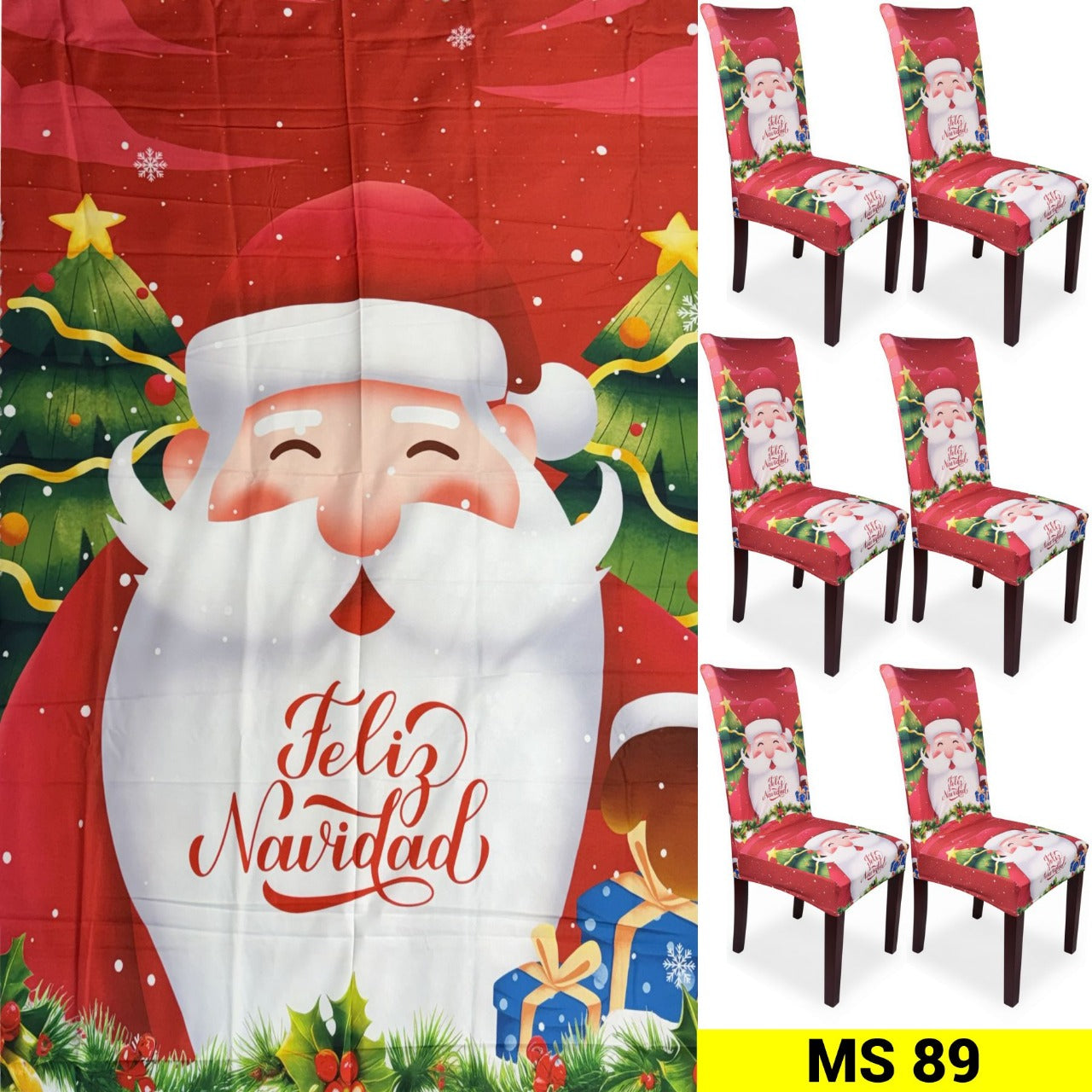 SET MANTEL 6 FUNDAS SILLAS NAVIDAD