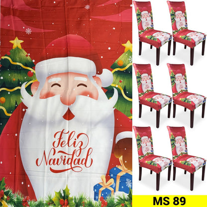 SET MANTEL 6 FUNDAS SILLAS NAVIDAD