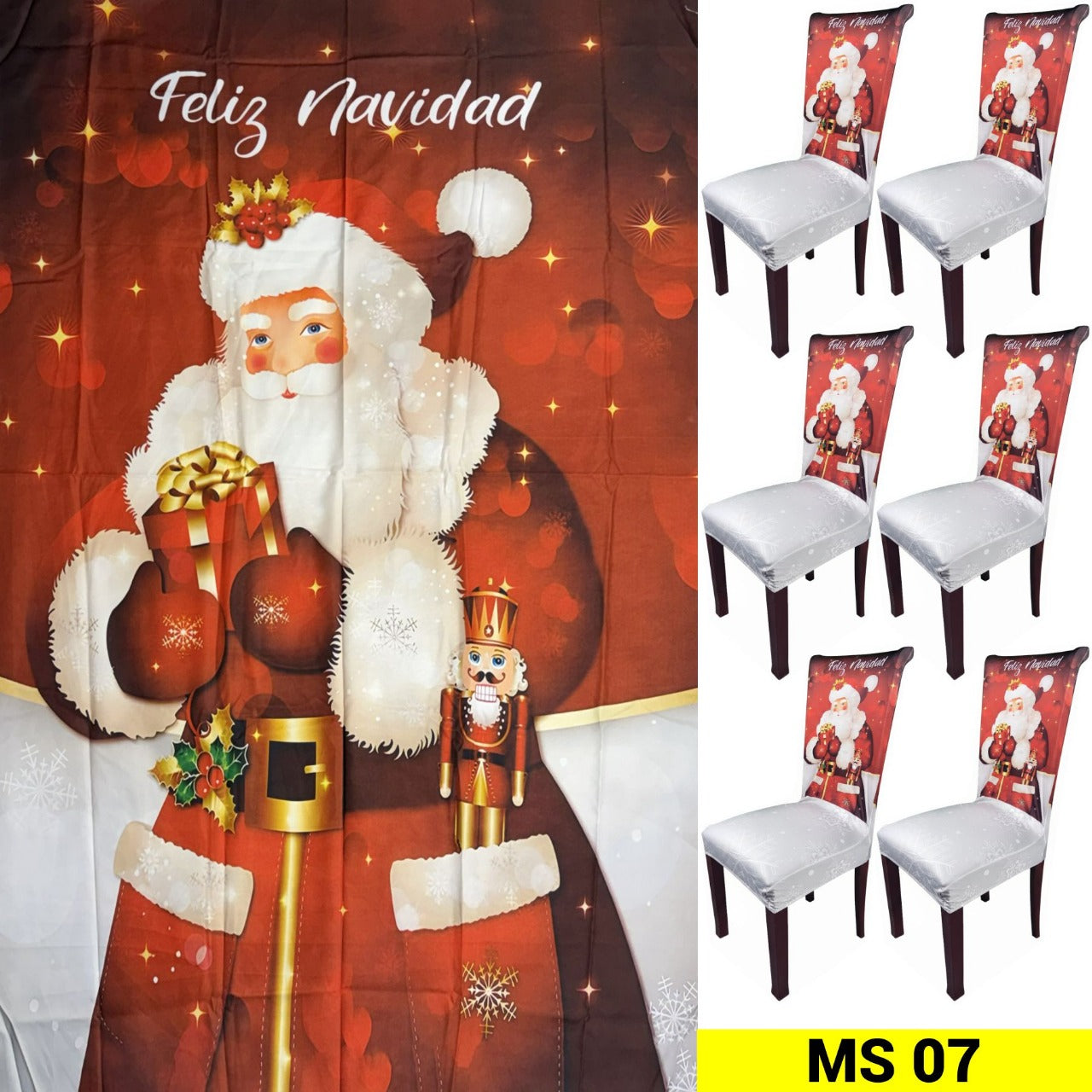SET MANTEL 6 FUNDAS SILLAS NAVIDAD