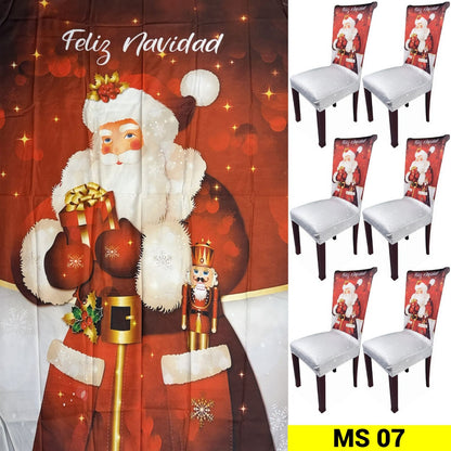 SET MANTEL 6 FUNDAS SILLAS NAVIDAD