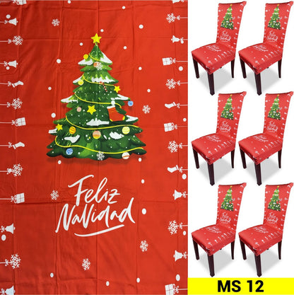 SET MANTEL 6 FUNDAS SILLAS NAVIDAD