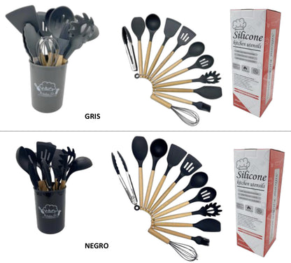 SET DE 12 UTENSILIOS DE COCINA SILICONA