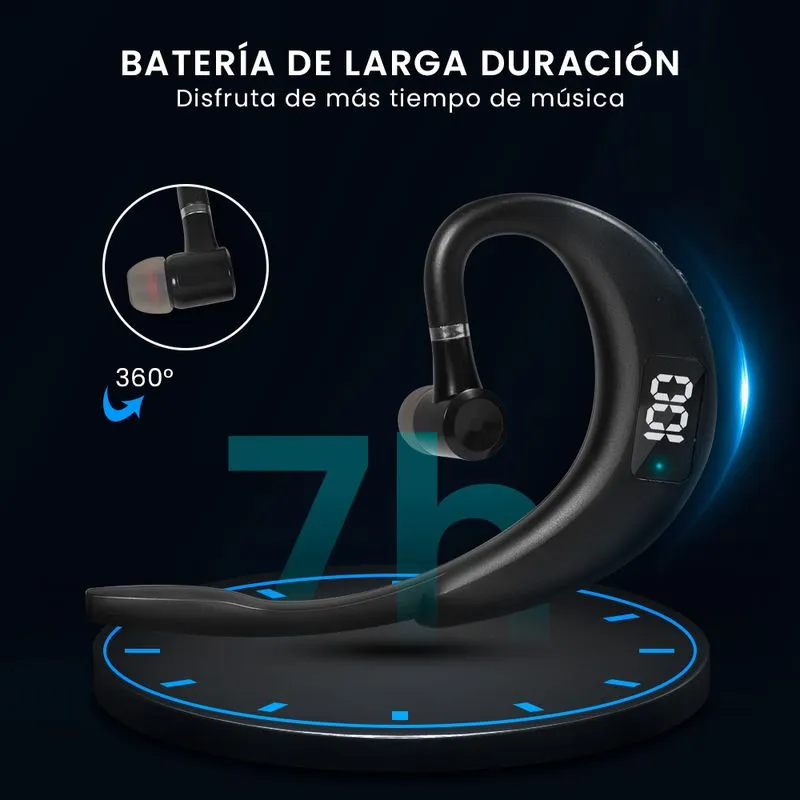 AURICULAR BT TIPO PILOTO CON PANTALLA