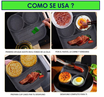 🍳🥘 SARTEN CACEROLA ANTIADHERENTE 3 y 4 COMPARTIMENTOS