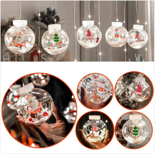 LUCES NAVIDEÑAS BOLA DE NIEVE